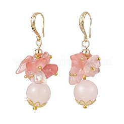 3 пара серег-подвесок с бусинами из смешанных камней в двух стилях&nbsp;EJEW-JE06568