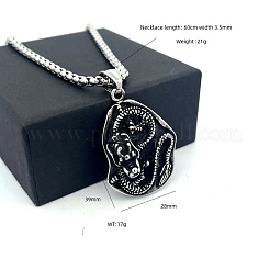 Винтажные панк-ожерелья с подвеской в виде дракона из нержавеющей стали 304 для мужчин&nbsp;GS6470