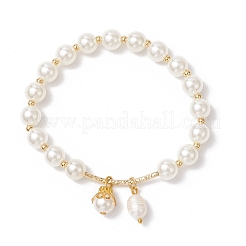 Круглые браслеты с подвесками из акриловых бусин с имитацией жемчуга для женщин BJEW-JB11955