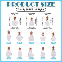 10 шт. 10 стиля мини-прозрачные подвески в виде бутылок&nbsp;FIND-TA0008-30