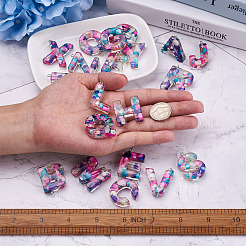 26шт 26 буквы прозрачные подвески из эпоксидной смолы&nbsp;CRES-TA0001-15