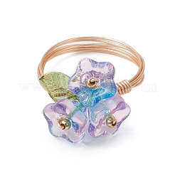 Гальванизированные стеклянные бусины кольца RJEW-TA00195