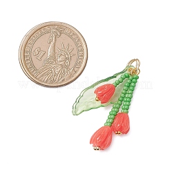 Подвески из стеклянных бусин в виде цветка магнолии&nbsp;PALLOY-MZ01112-01