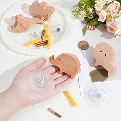 4 шт. вешалка для одежды из дерева в 4 стилях с изображением животных&nbsp;AJEW-PH0007-77A