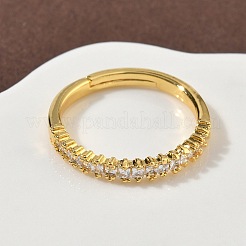 Латунные микро проложить пальцев кольца кубического циркония&nbsp;RJEW-H258-06G