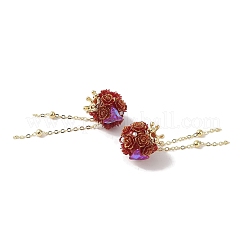 Бусины-кисточки из полимерной глины с кисточками и стразами ручной работы CLAY-H003-02G-02