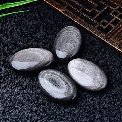 Натуральный серебряный обсидиан овальная скульптура витрина украшения&nbsp;PW-WGC913E-01