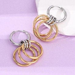 Двухцветные серьги-кольца из нержавеющей стали 304&nbsp;EJEW-A136-01D-GP