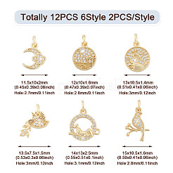 12шт 6 стиля латунные микро проложить прозрачные кубические циркониевые подвески KK-FW0001-11