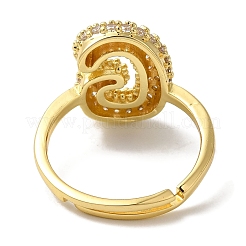 Стойка покрытие буква латунь микро паве прозрачный кубический цирконий регулируемые кольца для женщин&nbsp;KK-S391-03G-G