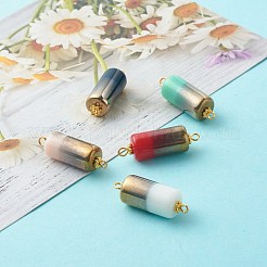 Половина гальваники непрозрачные стеклянные бусины звенья соединители PALLOY-JF00818-02