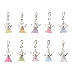 10 шт. подвеска в виде ангела из акрила и стеклянного жемчуга HJEW-JM03562