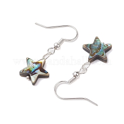 Серьги с подвесками из натуральной раковины морского ушка/ракушки пауа EJEW-JE05916-01