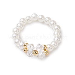 АБС-пластиковые эластичные кольца с имитацией жемчуга для женщин RJEW-JR00898