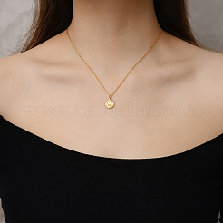 Нержавеющая сталь плоская круглая с кулоном в форме сердца ожерелья для женщин повседневные повседневные украшения EU8880-2