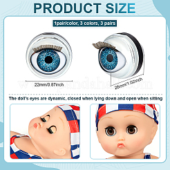 3 пара двухцветных железных и полистироловых глаз для кукол-питомцев&nbsp;DIY-PH0031-58A