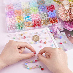 600 шт. 24-цветные потрескавшиеся бусины из искусственного нефрита&nbsp;DGLA-PH0001-16