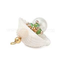 Подвески из натуральной ракушки и круглого стекла&nbsp;PALLOY-MZ00912-06