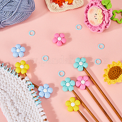 8 шт. 4-х цветные силиконовые бусины-цветочки протекторы для спиц/стопоры для спиц DIY-SC0023-91