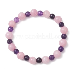 3 шт. эластичный браслет из бусин натурального и розового кварца для женщин&nbsp;BJEW-JB13153