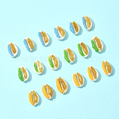 18 шт. 3-х цветные эмалевые бусины из ракушек каури SSHEL-FS0001-03