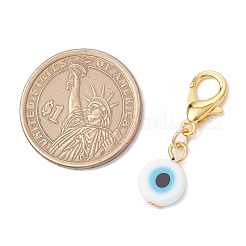 10 шт. плоская круглая подвеска ручной работы от сглаза&nbsp;HJEW-JM03489-04