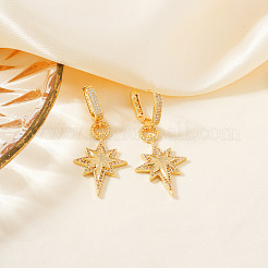 Серьги-кольца из латуни с прозрачным кубическим цирконием в форме звезды XZ2296-1