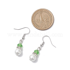 Круглые стеклянные серьги-подвески с жемчужинами и стеклянными бусинами EJEW-JE06718