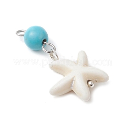 4 шт. 4 стиля круглых кулонов из окрашенной синтетической бирюзы и натуральных ракушек&nbsp;PALLOY-JF03813