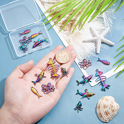 20шт 5 стиля подвески из сплава цвета радуги PALLOY-PH0002-04