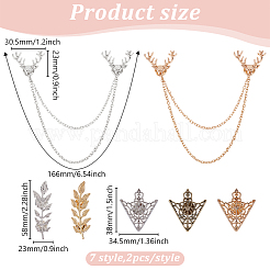 7 пара 7 стилей брошевых булавок из сплава JEWB-DR0001-04