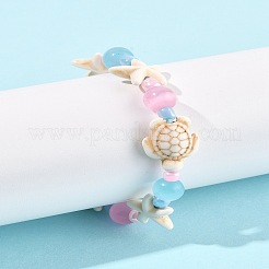 Браслеты из синтетической бирюзы и стеклянных бусин BJEW-FS00021