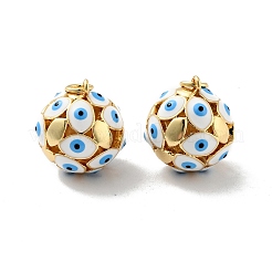 Круглые подвески с эмалью из латуни с дурным глазом&nbsp;KK-G419-15G-05