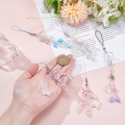 5 шт. 5 стиля цепочки для телефона из цинкового сплава и смолы&nbsp;HJEW-ME0001-06