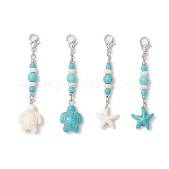 Синтетическая бирюзовая морская звезда черепаха подвеска украшения&nbsp;HJEW-JM03375