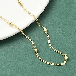 Женские ожерелья из латунной цепочки с круглыми овальными шариками толщиной 3.5 мм&nbsp;NJEW-K271-18G