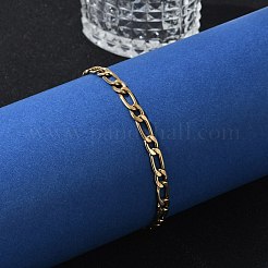 Ионное покрытие(ip) 304 нержавеющая сталь figaro цепочка браслеты&nbsp;BJEW-L637-04A-G