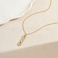 Женские ожерелья с геометрическим овалом из нержавеющей стали с микропаве из прозрачных кубических цирконий JD6155