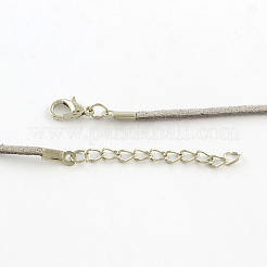 Изготовление ожерелья из искусственной замши диаметром 2 мм с железными цепями и застежками в виде когтей лобстера NCOR-R029-08