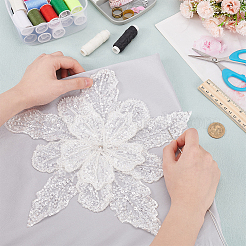 Цветы из полиэстера и смолы для аксессуаров одежды&nbsp;DIY-WH0037-48A-01