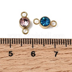 12 шт. плоские круглые подвески-соединители со стразами из нержавеющей стали 304&nbsp;STAS-H247-02G