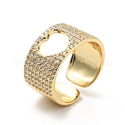 Открытое кольцо-манжета в форме сердца из прозрачного кубического циркония RJEW-G255-04B-G