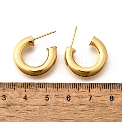 Латунные массивные серьги-гвоздики в форме буквы C EJEW-G297-03C-G