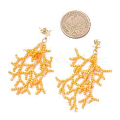 Звезда с коралловыми бусинами ручной работы из стекла серьги-гвоздики с кисточками&nbsp;EJEW-MZ00472-02