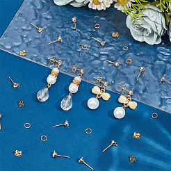 60 шт. фурнитура для сережек-гвоздиков из латуни в форме бриллианта с кубическим цирконием KK-BBC0012-64