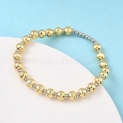 Латунные круглые бусины эластичные браслеты для женщин BJEW-B148-01GP