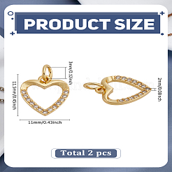 2 шт. долговечные подвески из латуни с микропаве из кубического циркония&nbsp;ZIRC-LP0001-60G