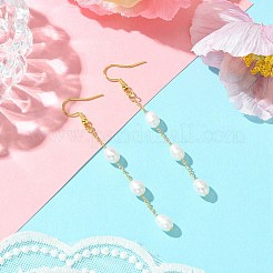 Бусины из натурального культивированного пресноводного жемчуга и латунные серьги с подвесками для женщин EJEW-TA00554