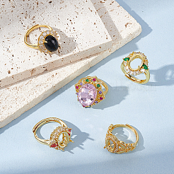 6 шт. 6 стиля стойка покрытие латунь микро паве кубический цирконий регулируемые кольца компоненты KK-UN0003-42