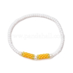 7шт 7 цвета стеклянные бусины эластичные браслеты для женщин&nbsp;BJEW-MZ00153